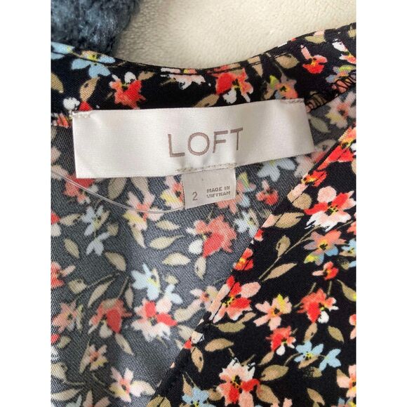 Loft | NWOT Floral Tie Sleeve Pocket Flare Dress | Size 2 - Picture 7 of 7